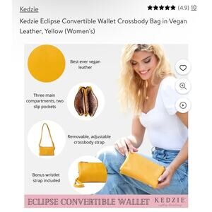 Kedzie Eclipse Convertible Wallet / Crossbody Bag Vegan Leather Yellow